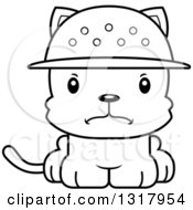 Animal Lineart Clipart Of A Cartoon Black And White Cute Mad Kitten Cat Zookeeper Royalty Free Outline Vector Illustration