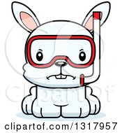 Poster, Art Print Of Cartoon Cute Mad White Rabbit In Snorkel Gear