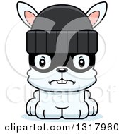 Animal Clipart Of A Cartoon Cute Mad White Rabbit Robber Royalty Free Vector Illustration