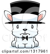 Animal Clipart Of A Cartoon Cute Mad White Rabbit Gentleman Wearing A Top Hat Royalty Free Vector Illustration