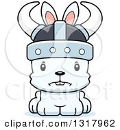 Animal Clipart Of A Cartoon Cute Mad White Rabbit Viking Royalty Free Vector Illustration
