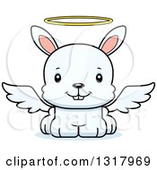 Poster, Art Print Of Cartoon Cute Happy White Rabbit Angel