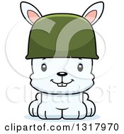 Animal Clipart Of A Cartoon Cute Happy White Rabbit Army Soldier Royalty Free Vector Illustration