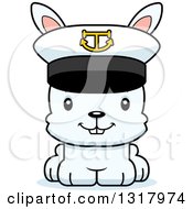 Animal Clipart Of A Cartoon Cute Happy White Rabbit Captain Royalty Free Vector Illustration
