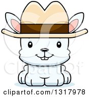 Poster, Art Print Of Cartoon Cute Happy White Rabbit Cowboy