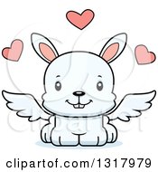 Animal Clipart Of A Cartoon Cute Happy White Rabbit Cupid Royalty Free Vector Illustration