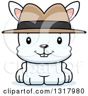 Animal Clipart Of A Cartoon Cute Happy White Rabbit Detective Royalty Free Vector Illustration