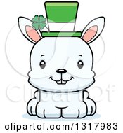 Animal Clipart Of A Cartoon Cute Happy White St Patricks Day Irish Rabbit Royalty Free Vector Illustration