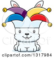 Animal Clipart Of A Cartoon Cute Happy White Jester Rabbit Royalty Free Vector Illustration