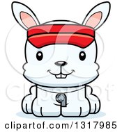 Animal Clipart Of A Cartoon Cute Happy White Rabbit Lifeguard Royalty Free Vector Illustration