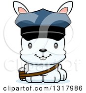 Animal Clipart Of A Cartoon Cute Happy White Rabbit Mail Man Royalty Free Vector Illustration