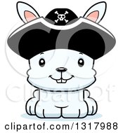Animal Clipart Of A Cartoon Cute Happy White Rabbit Pirate Captain Royalty Free Vector Illustration