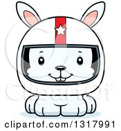 Poster, Art Print Of Cartoon Cute Happy White Rabbit Race Car Driver