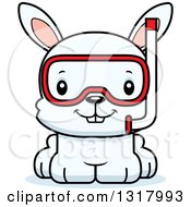 Poster, Art Print Of Cartoon Cute Happy White Rabbit In Snorkel Gear