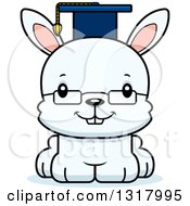 Animal Clipart Of A Cartoon Cute Happy White Rabbit Professor Royalty Free Vector Illustration