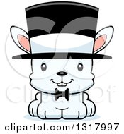 Poster, Art Print Of Cartoon Cute Happy White Rabbit Gentleman Wearing A Top Hat