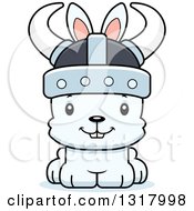 Animal Clipart Of A Cartoon Cute Happy White Rabbit Viking Royalty Free Vector Illustration