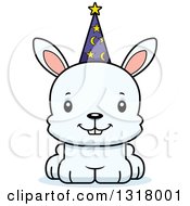 Poster, Art Print Of Cartoon Cute Happy White Rabbit Wizard