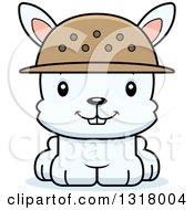 Animal Clipart Of A Cartoon Cute Happy White Rabbit Zookeeper Royalty Free Vector Illustration