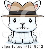 Animal Clipart Of A Cartoon Cute Mad White Rabbit Detective Royalty Free Vector Illustration
