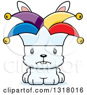 Animal Clipart Of A Cartoon Cute Mad White Jester Rabbit Royalty Free Vector Illustration