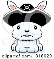Animal Clipart Of A Cartoon Cute Mad White Rabbit Pirate Captain Royalty Free Vector Illustration
