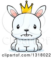 Animal Clipart Of A Cartoon Cute Mad White Rabbit Prince Wearing A Crown Royalty Free Vector Illustration