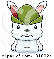 Animal Clipart Of A Cartoon Cute Mad White Robin Hood Rabbit Royalty Free Vector Illustration