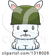 Animal Clipart Of A Cartoon Cute Mad White Rabbit Army Soldier Royalty Free Vector Illustration