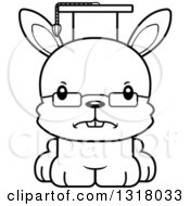 Animal Lineart Clipart Of A Cartoon Black And White Cute Mad Rabbit Professor Royalty Free Outline Vector Illustration