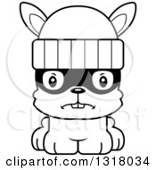 Animal Lineart Clipart Of A Cartoon Black And White Cute Mad Rabbit Robber Royalty Free Outline Vector Illustration