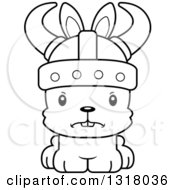 Animal Lineart Clipart Of A Cartoon Black And White Cute Mad Rabbit Viking Royalty Free Outline Vector Illustration