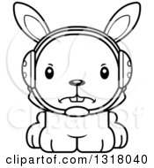 Animal Lineart Clipart Of A Cartoon Black And White Cute Mad Rabbit Wrestler Royalty Free Outline Vector Illustration