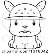 Animal Lineart Clipart Of A Cartoon Black And White Cute Mad Rabbit Zookeeper Royalty Free Outline Vector Illustration
