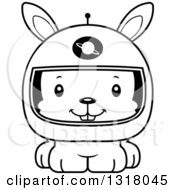 Poster, Art Print Of Cartoon Black And White Cute Happy Rabbit Astronaut