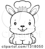 Poster, Art Print Of Cartoon Black And White Cute Happy Rabbit Chef