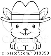 Poster, Art Print Of Cartoon Black And White Cute Happy Rabbit Cowboy