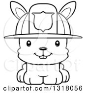 Poster, Art Print Of Cartoon Black And White Cute Happy Rabbit Fireman