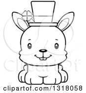 Animal Lineart Clipart Of A Cartoon Black And White Cute Happy St Patricks Day Irish Rabbit Royalty Free Outline Vector Illustration