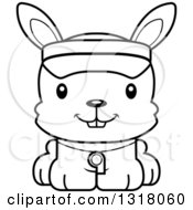 Animal Lineart Clipart Of A Cartoon Black And White Cute Happy Rabbit Lifeguard Royalty Free Outline Vector Illustration