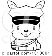 Poster, Art Print Of Cartoon Black And White Cute Happy Rabbit Mail Man