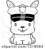 Animal Lineart Clipart Of A Cartoon Black And White Cute Happy Rabbit Police Officer Royalty Free Outline Vector Illustration