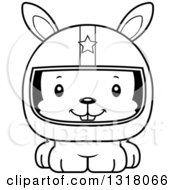 Poster, Art Print Of Cartoon Black And White Cute Happy Rabbit Race Car Driver