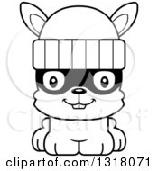 Animal Lineart Clipart Of A Cartoon Black And White Cute Happy Rabbit Robber Royalty Free Outline Vector Illustration