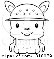 Animal Lineart Clipart Of A Cartoon Black And White Cute Happy Rabbit Zookeeper Royalty Free Outline Vector Illustration