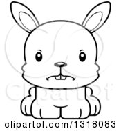 Animal Lineart Clipart Of A Cartoon Black And White Cute Mad Rabbit Royalty Free Outline Vector Illustration