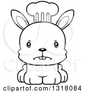 Animal Lineart Clipart Of A Cartoon Black And White Cute Mad Rabbit Chef Royalty Free Outline Vector Illustration