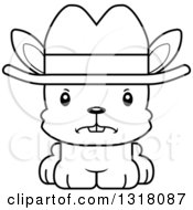 Poster, Art Print Of Cartoon Black And White Cute Mad Rabbit Cowboy