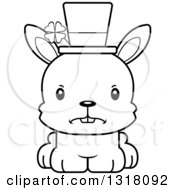 Animal Lineart Clipart Of A Cartoon Black And White Cute Mad St Patricks Day Irish Rabbit Royalty Free Outline Vector Illustration
