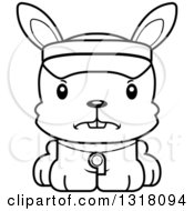 Animal Lineart Clipart Of A Cartoon Black And White Cute Mad Rabbit Lifeguard Royalty Free Outline Vector Illustration